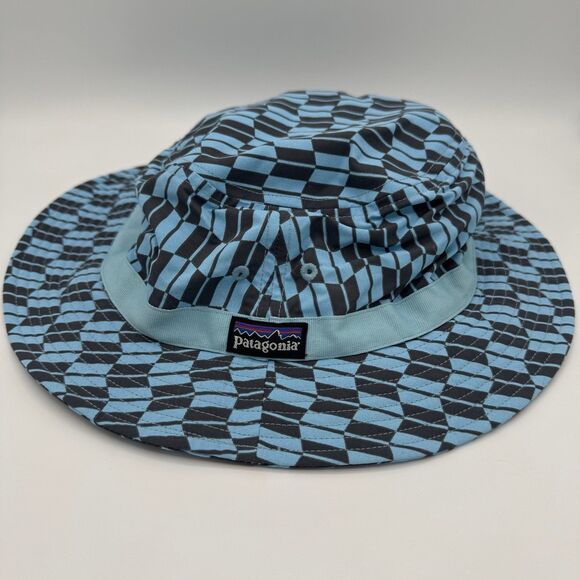 Vintage Patagonia Blue Geometric Pattern 100% Nylon Bucket Hat Size Medium RARE - Picture 1 of 2